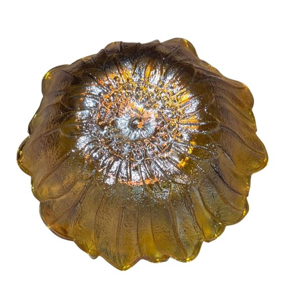 VTG 1970s 7" Nappy Lily Pons Amber Carnival by Indiana Glass Sunflower MCM - Picture 2 of 5